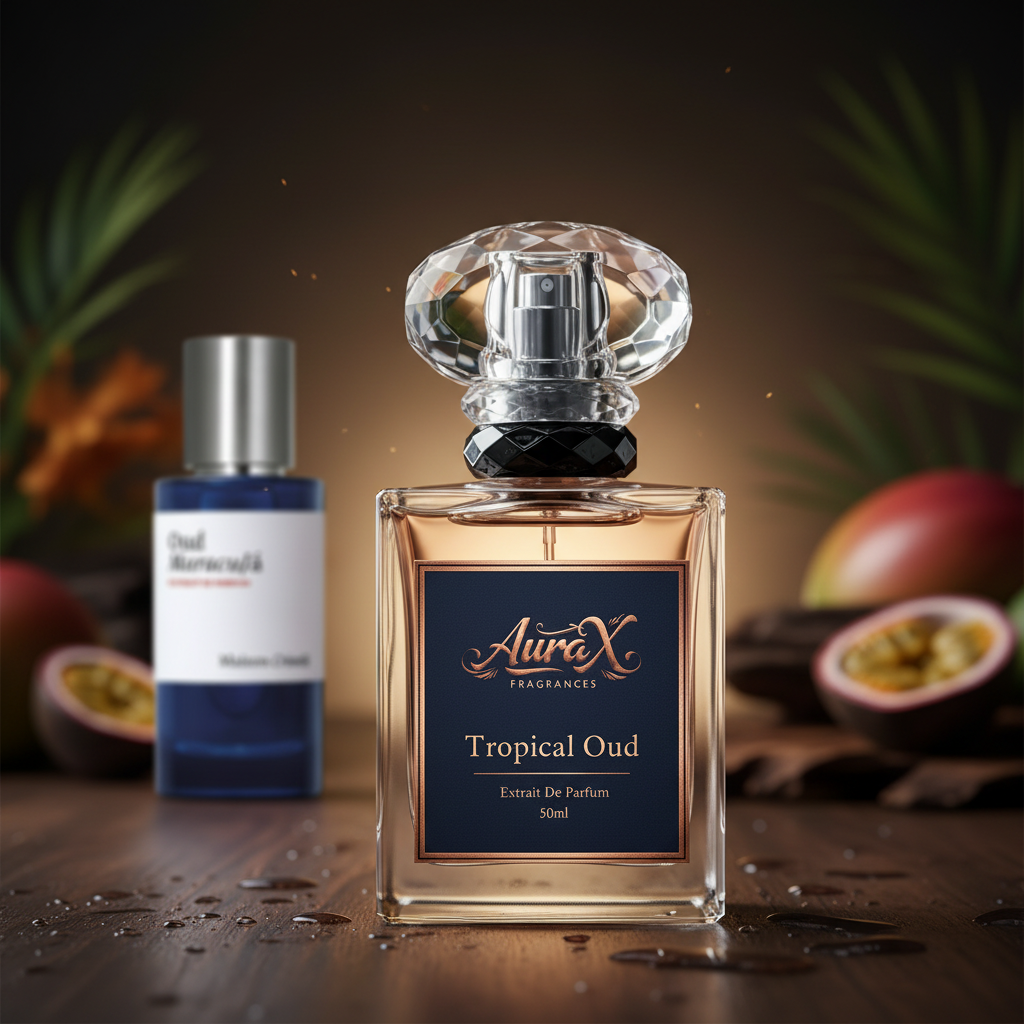 Aura X Tropical Oud perfume bottle inspired by Maison Crivelli Oud Maracujá